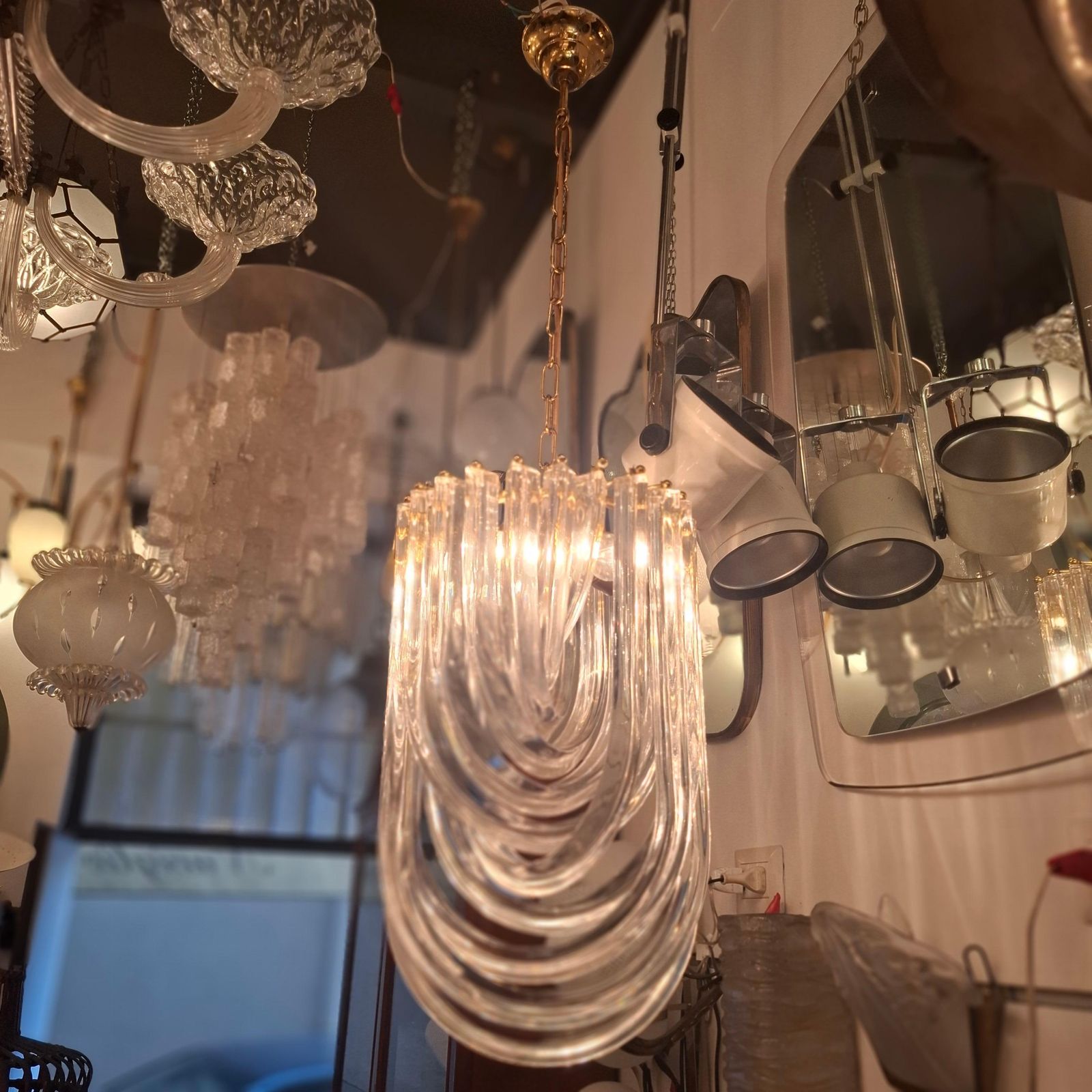 Venini Chandelier Murano Glass Brass 1970 Italy photo 2743.0