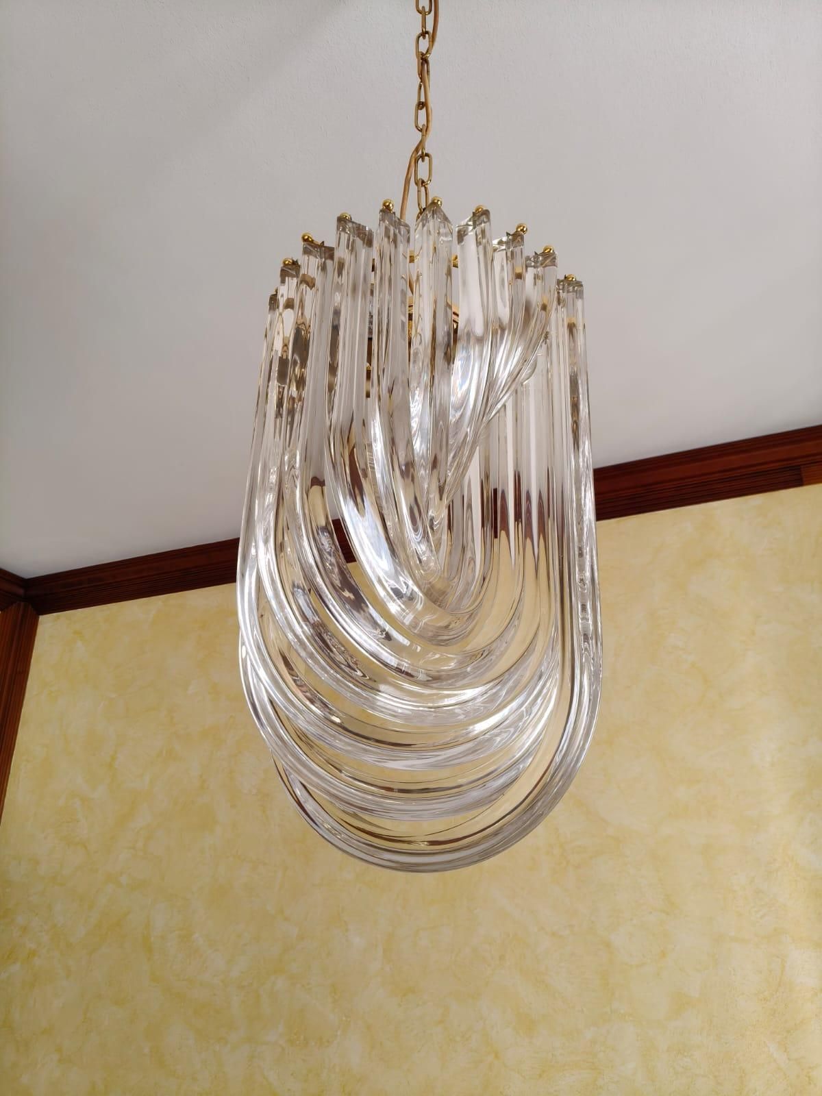 photo buy Venini Chandelier Murano Glass Brass 1970 Italy