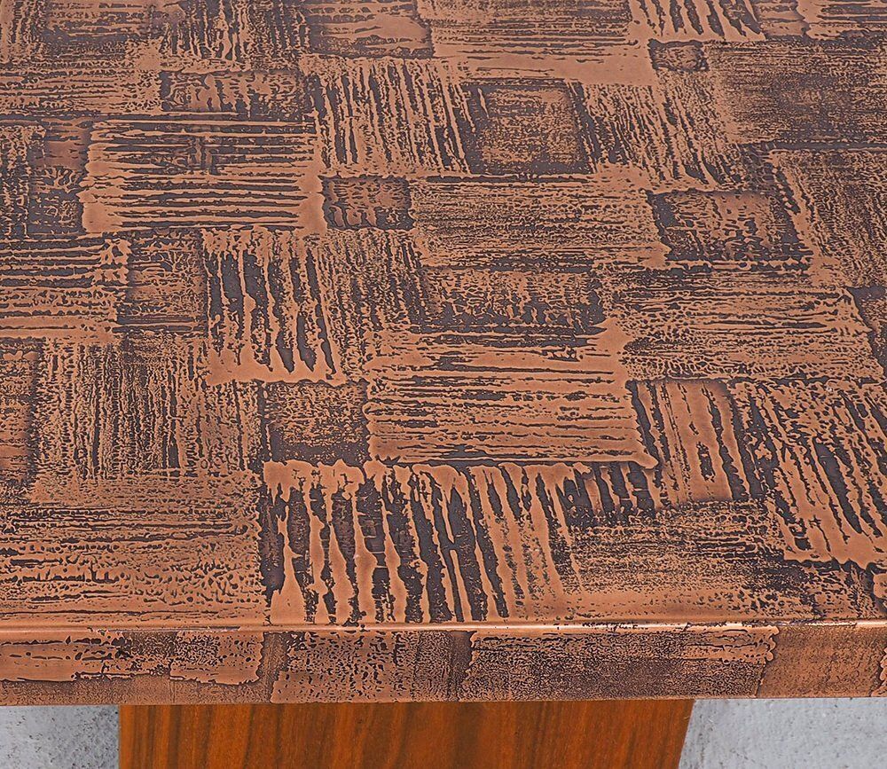 Coffee Table In Copper And Teak By Heinz Lilienthal, 1970s photo vintage