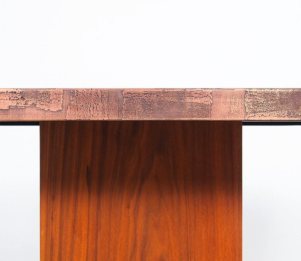 Furniture Coffee Table In Copper And Teak By Heinz Lilienthal, 1970s photo