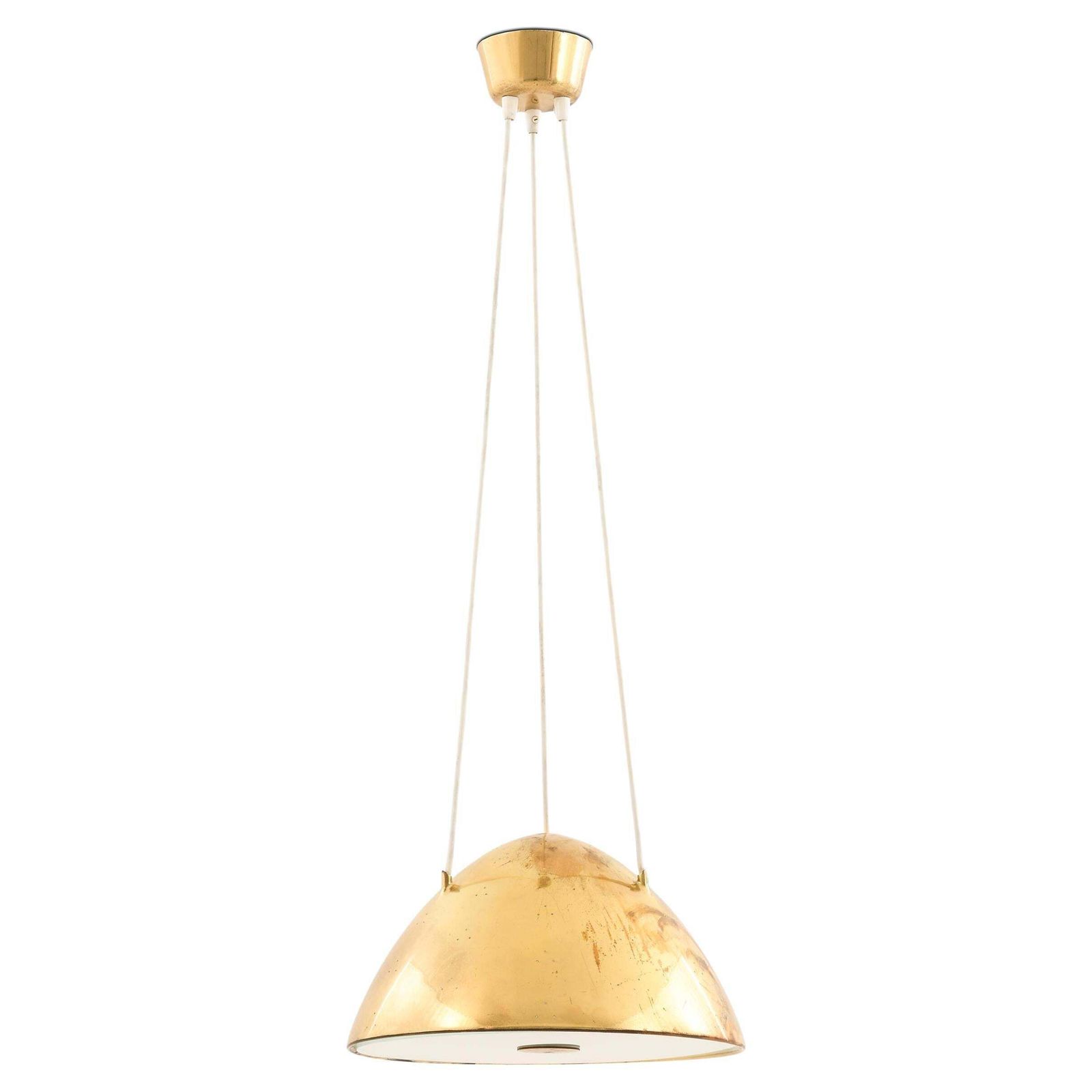 Ceiling Lamp With Dome Shaped Brass Shade By Paavo Tynell, 1952s
