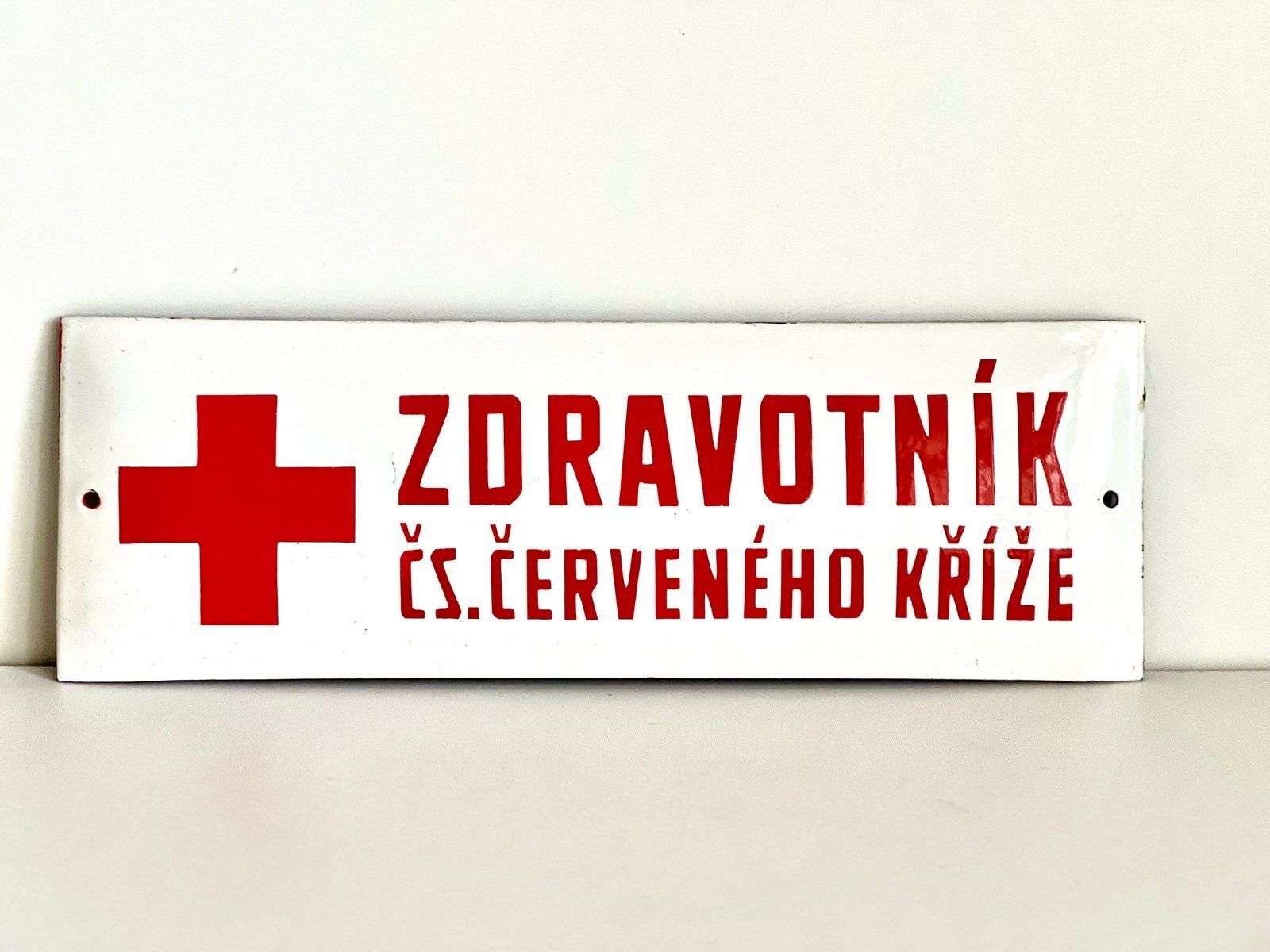 Metal Red Cross Sign, 1960s, Vintage photo furniture