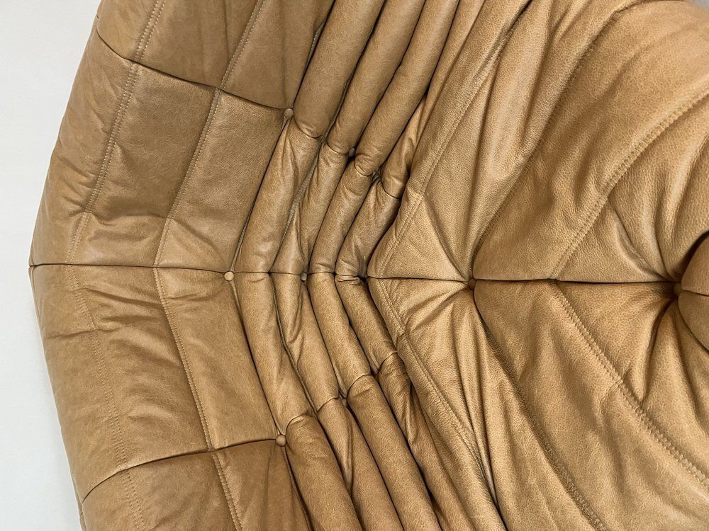 Camel Leather Togo Sofa Set By Michel Ducaroy For Ligne Roset, Set Of 5 photo vintage