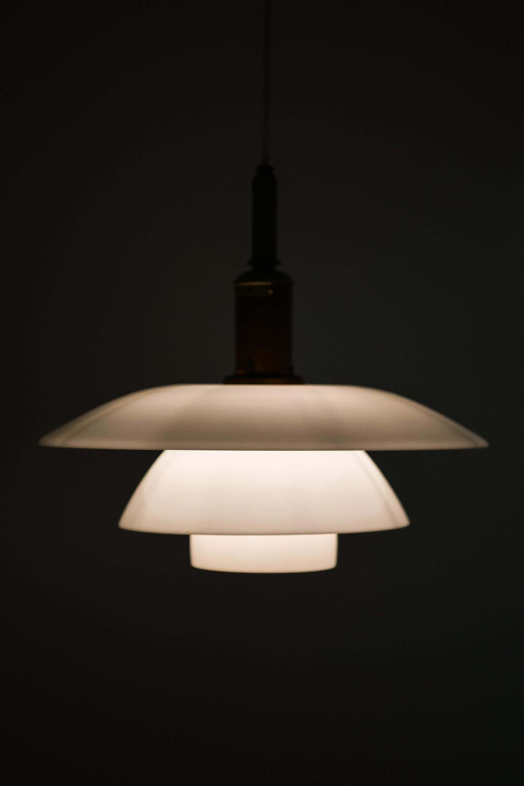 Lighting Ceiling Lamp, Model Ph 4/4, In Opaline Glass And Metal By Poul Henningsen, 1930s photo