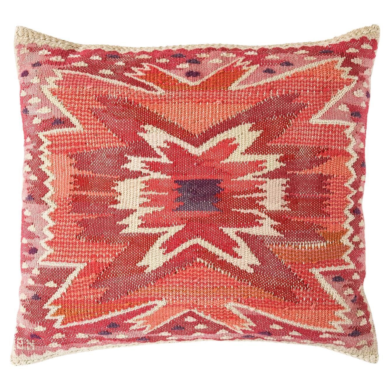 Pillow, 'Nejlikan Röd', In Wool By Barbro Nilsson, 1950