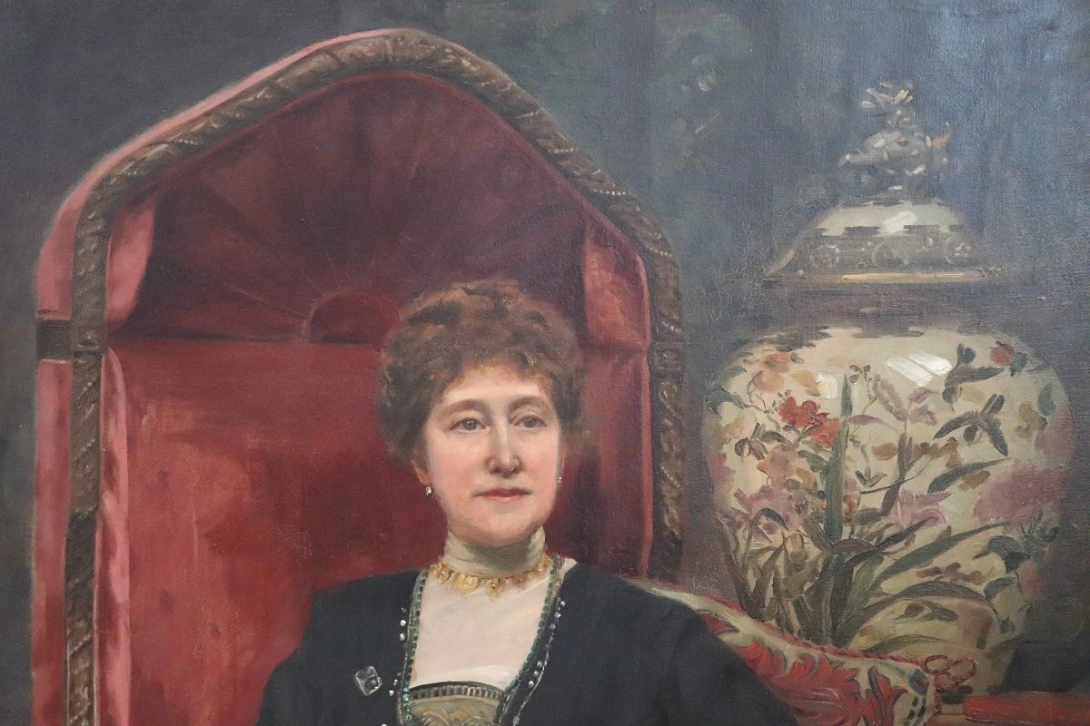 Portrait Of A Lady, Oil Painting On Canvas, 1913, Framed photo for sale
