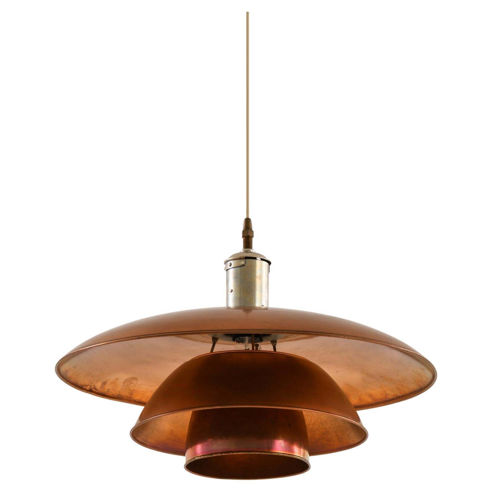 Ph 5/5 Ceiling Lamp In Copper And Nickel By Poul Henningsen, 1940s