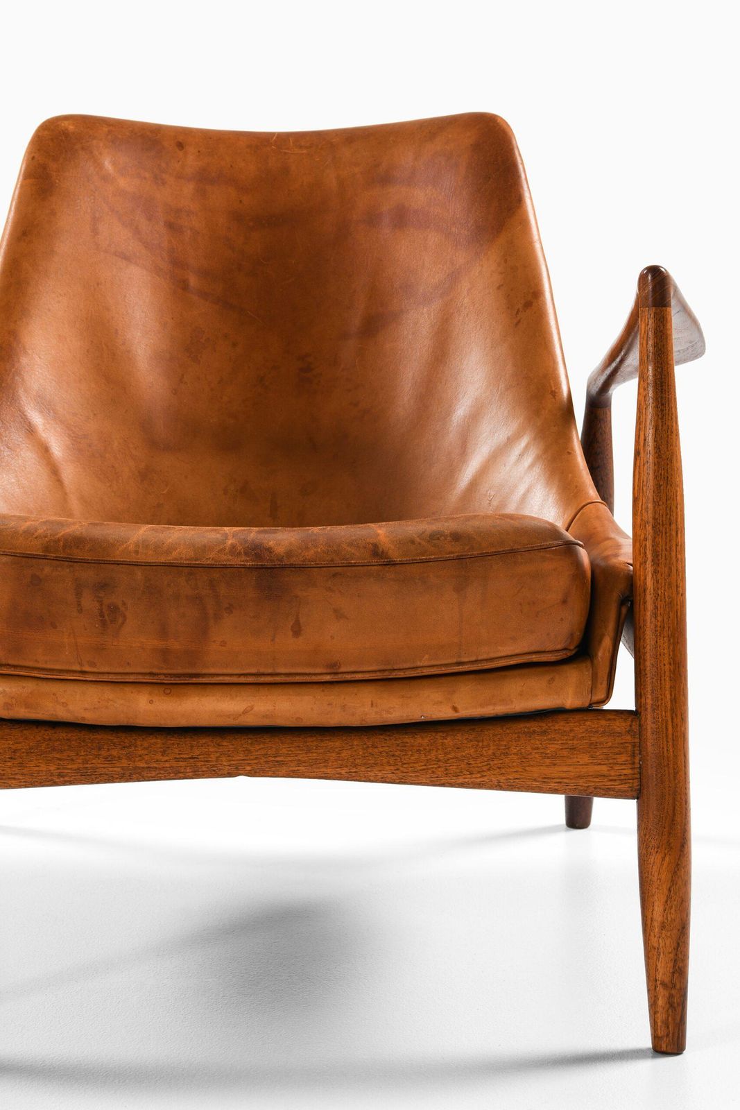 Easy Chair In Teak And Original Cognac Leather By Ib Kofod Larsen, 1950s photo buy
