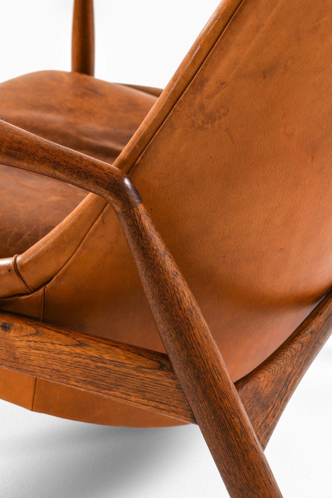 Furniture Easy Chair In Teak And Original Cognac Leather By Ib Kofod Larsen, 1950s photo