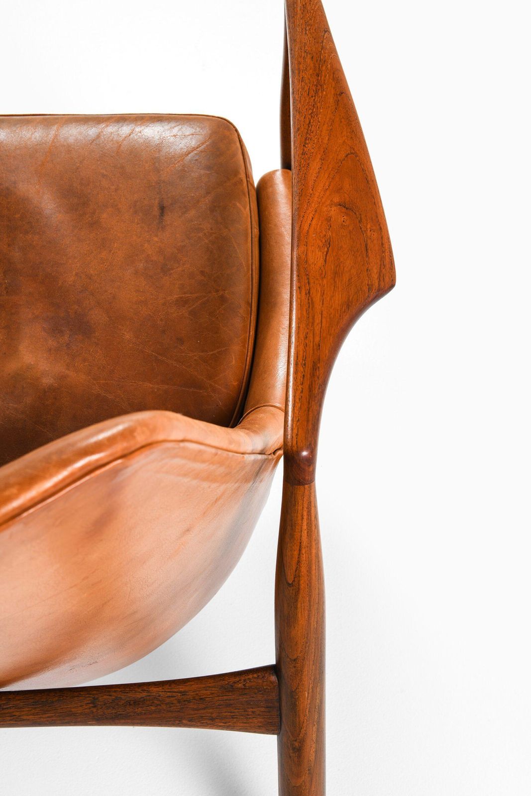 photo buy Easy Chair In Teak And Original Cognac Leather By Ib Kofod Larsen, 1950s