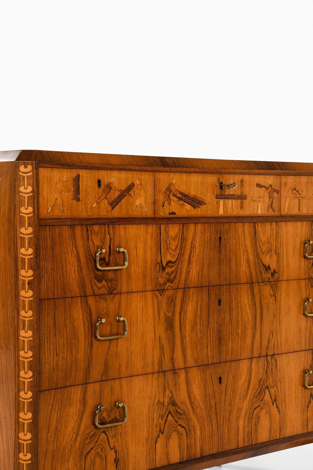 Bureau In Rosewood And Brass By Tage Lindgren, 1954 photo vintage