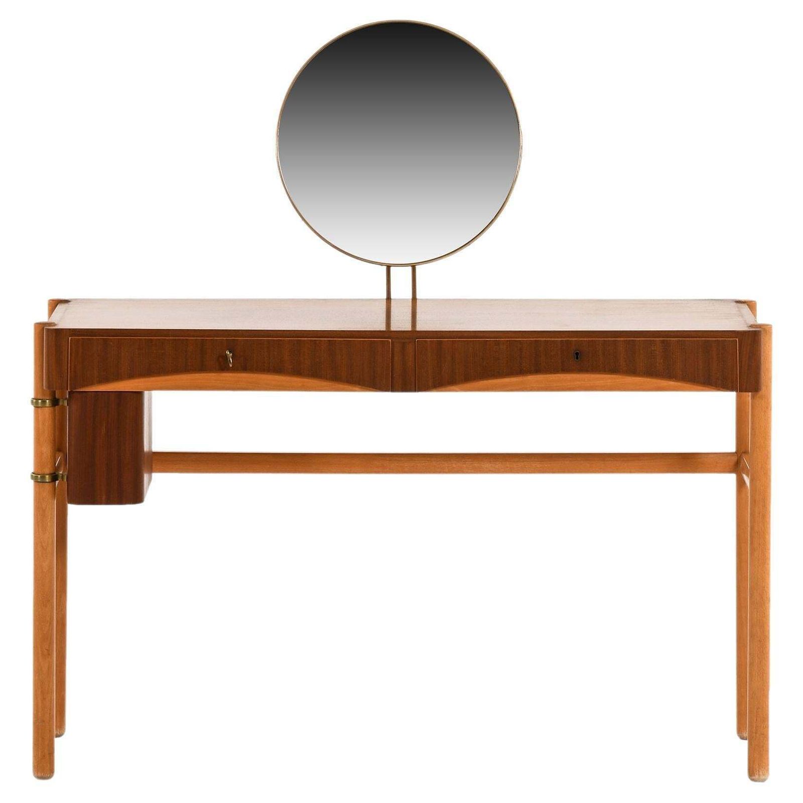 Vanity In Teak, Beech And Brass By Bertil Fridhagen, 1958