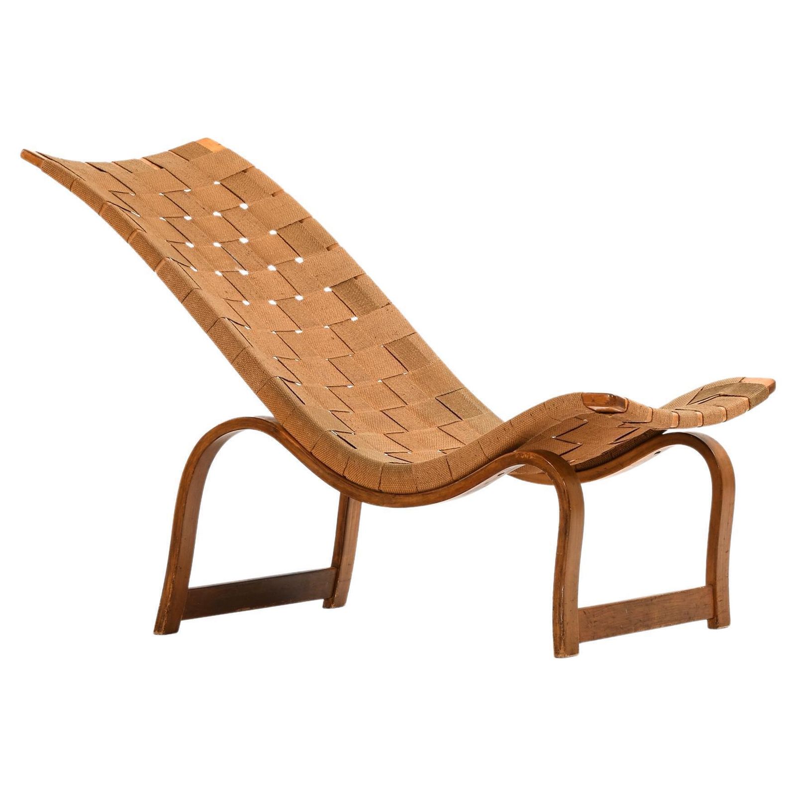 Early Lounge Chair In Stained Birch And Hemp Webbing By Bruno Mathsson, 1936