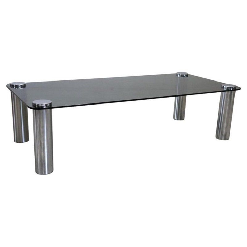 Coffee Table In Chromed Metal And Smoked Glass, 1970s