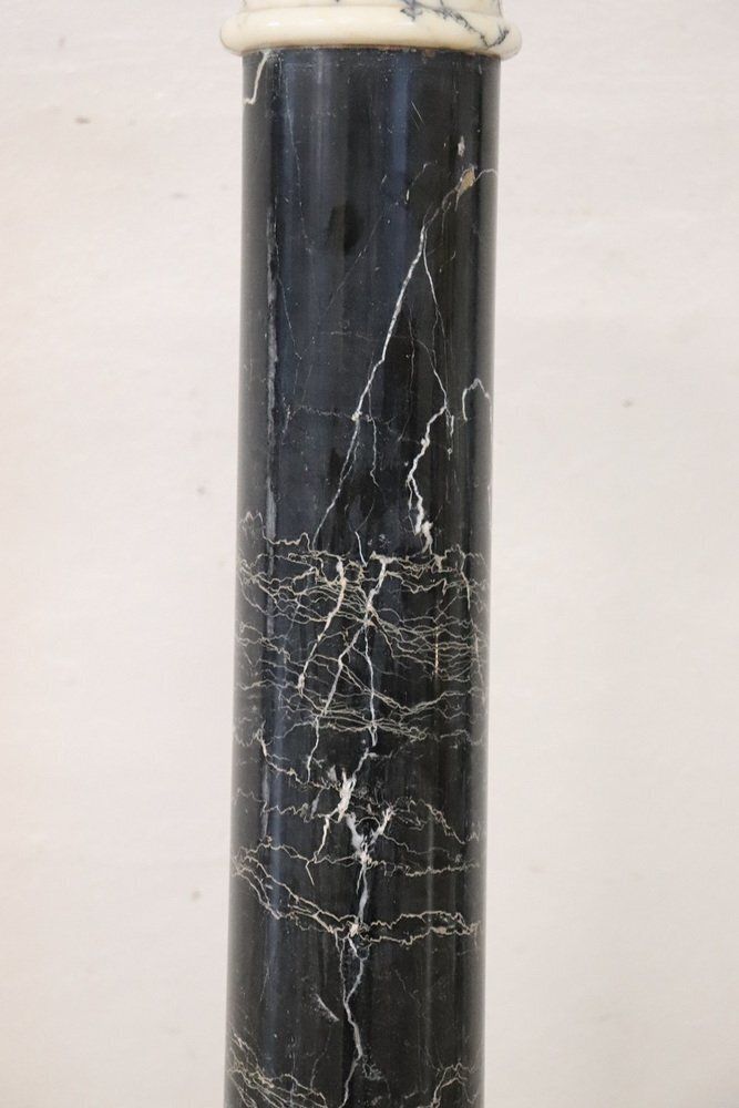 Antique Black And White Marble Column, 1800s photo vintage