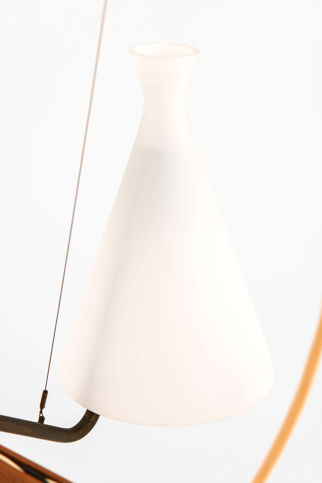Ceiling Lamp In Teak, Brass & Opaline Glass By Svend Aage Holm Sørensen, 1950's photo for sale
