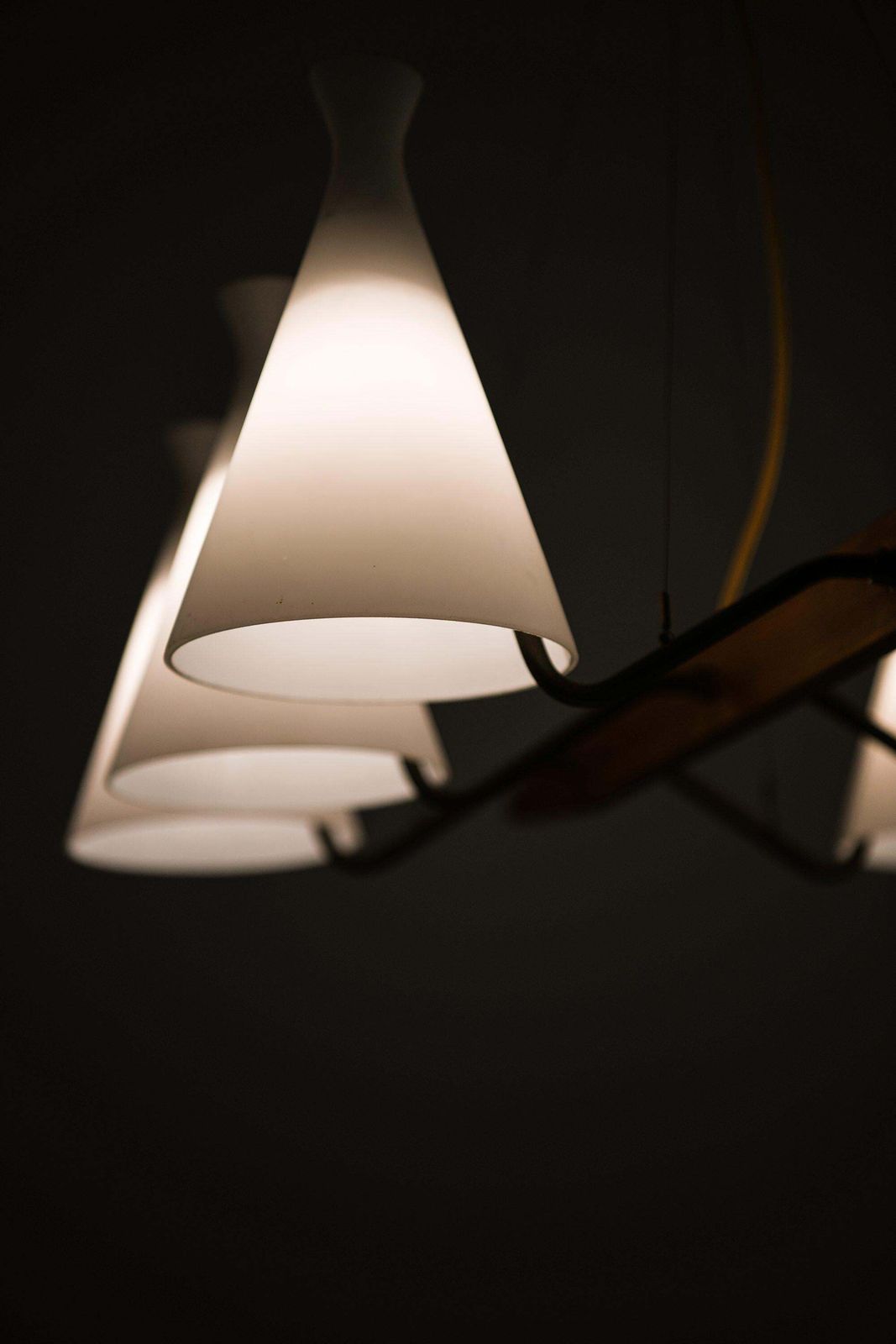 Ceiling Lamp In Teak, Brass & Opaline Glass By Svend Aage Holm Sørensen, 1950's photo vinterior