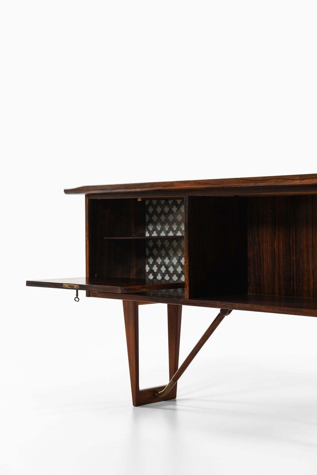 Freestanding Desk In Rosewood, Brass By Peter Løvig Nielsen, 1950's photo Furniture