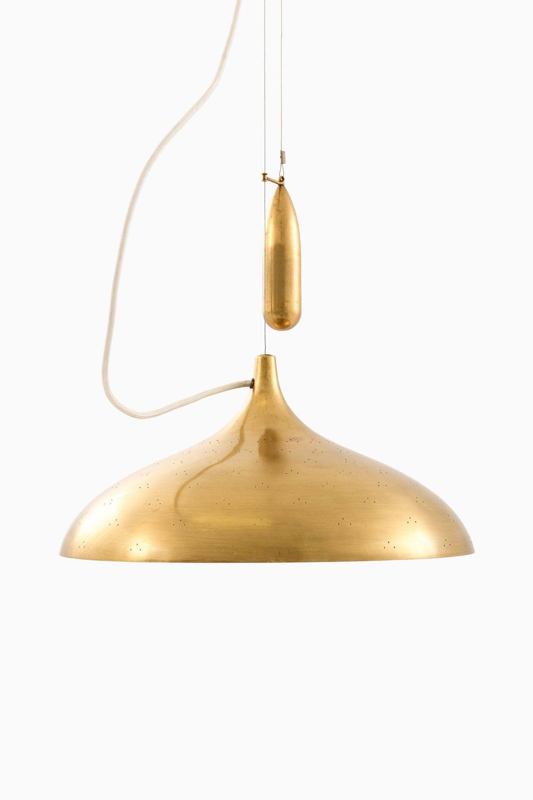 Height Adjustable Ceiling Lamp In Brass, 1940's photo for sale