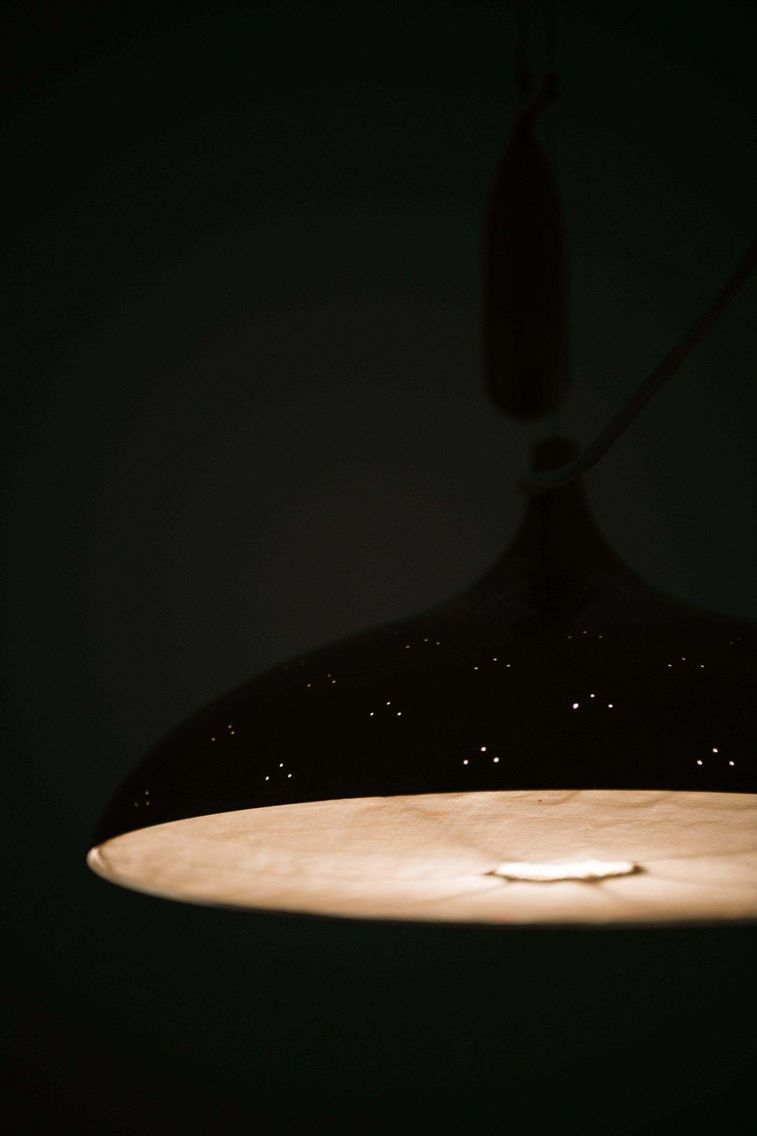 Height Adjustable Ceiling Lamp In Brass, 1940's photo vinterior