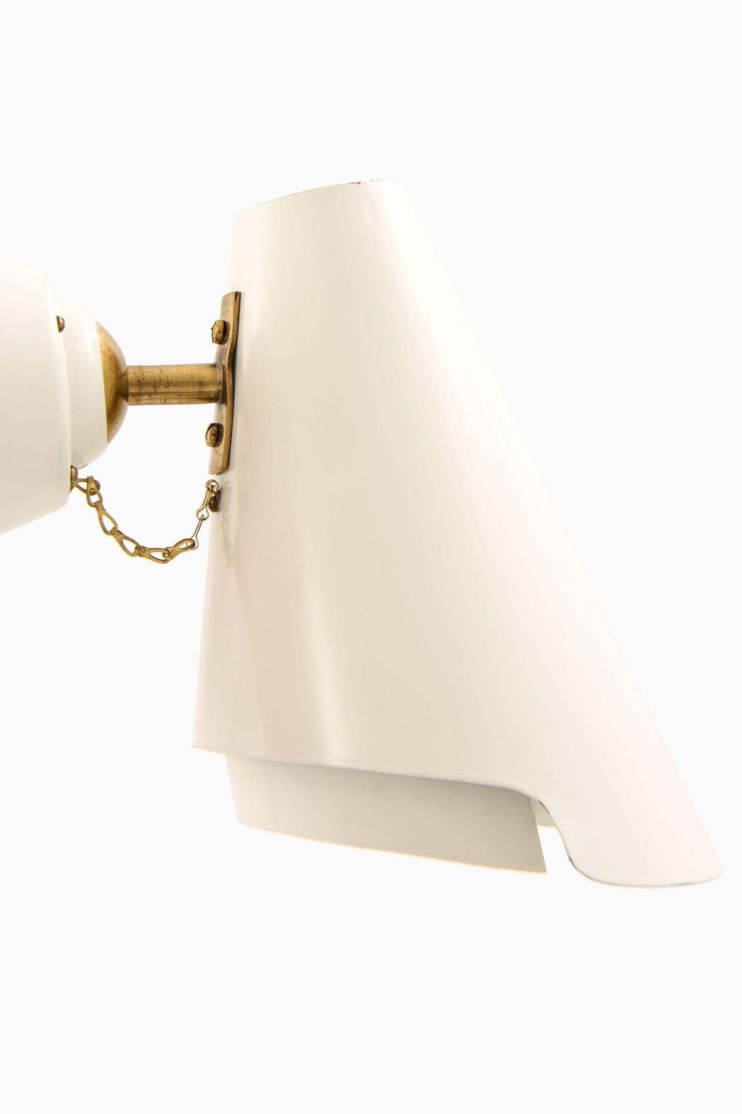 Wall Lamps In Brass And White Lacquered Metal By Paavo Tynell, 1950's photo for sale
