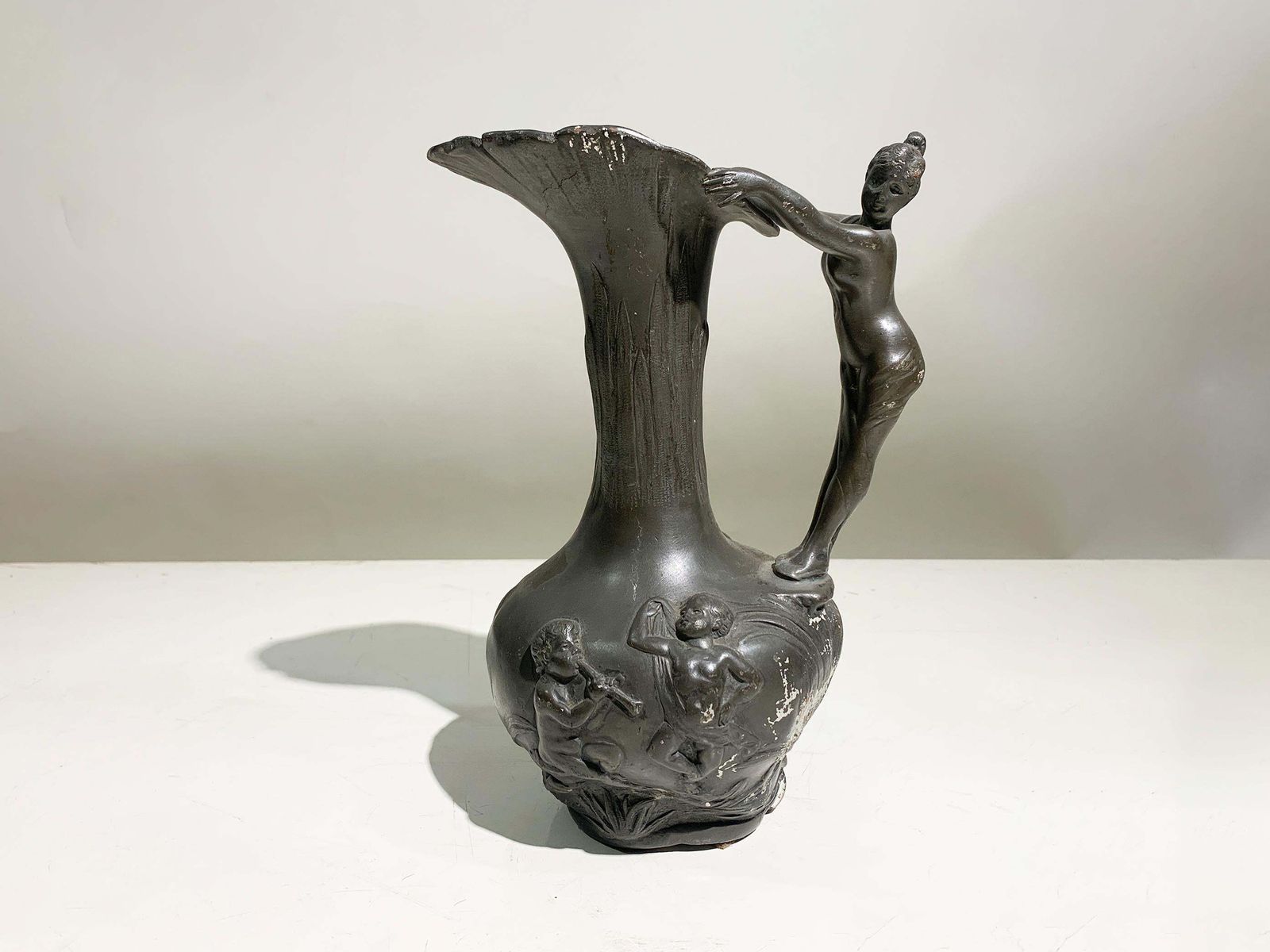 Art Nouveau Pewter Pitcher By Jean Maurice Petizon, Signed "Petiz" , Circa 1920 photo for sale