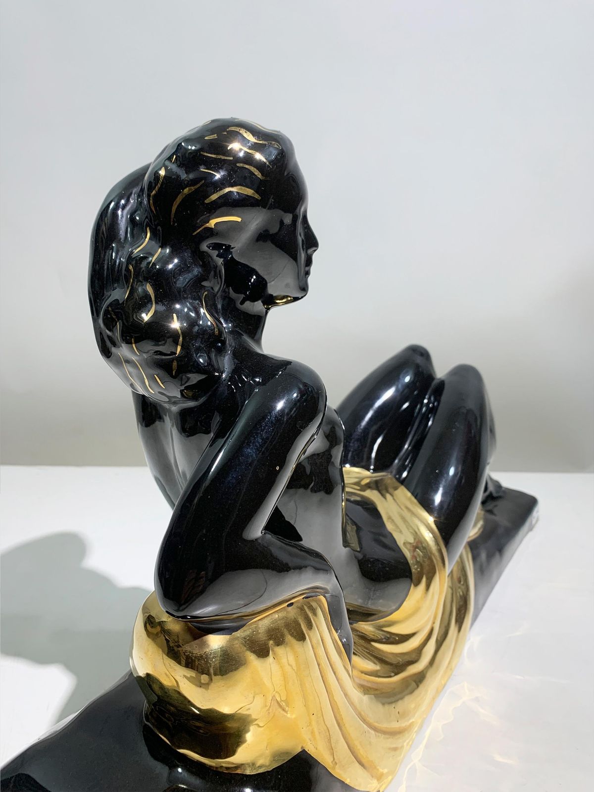 Art Art Deco "Reclining Woman" Sculpture By Charles Lemanceau, Signed "C.Lemanceau" photo
