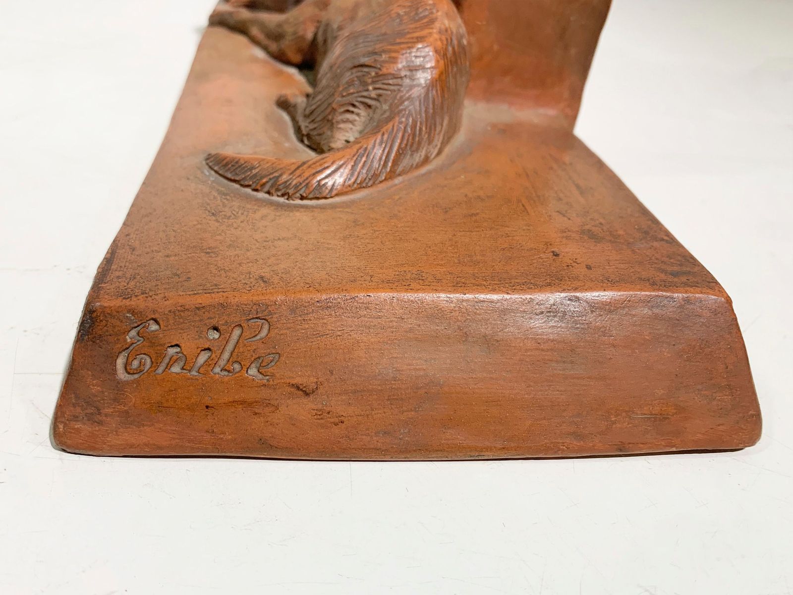 Art Deco Terracotta Sculpture Of A Seated Woman With Dog Signed"Eribe"Circa 1930 photo 1908.0