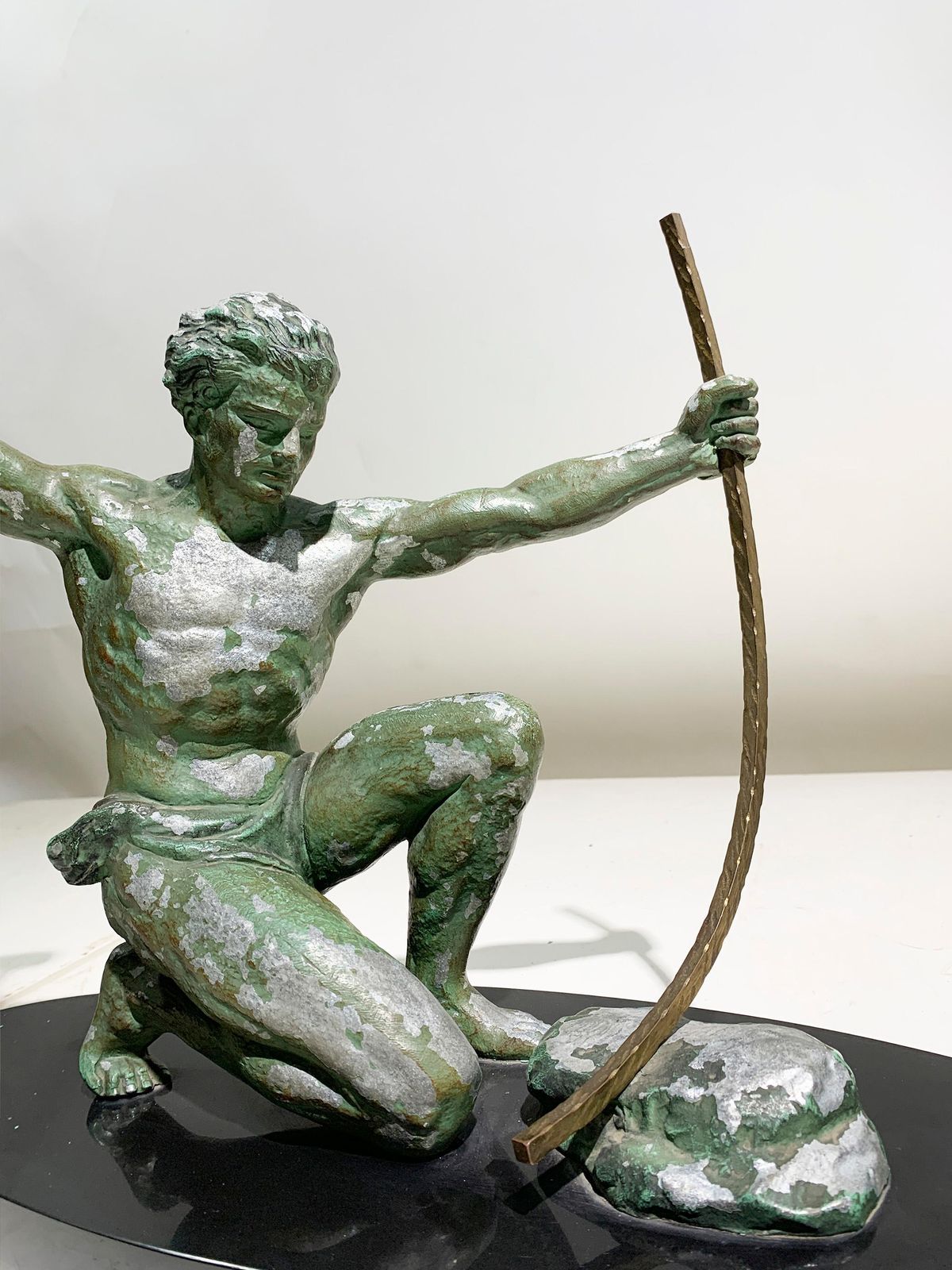 photo vintage Jean De Roncourt Art Deco "The Blacksmith" Sculpture Engraved "G. Hervor", 1930s