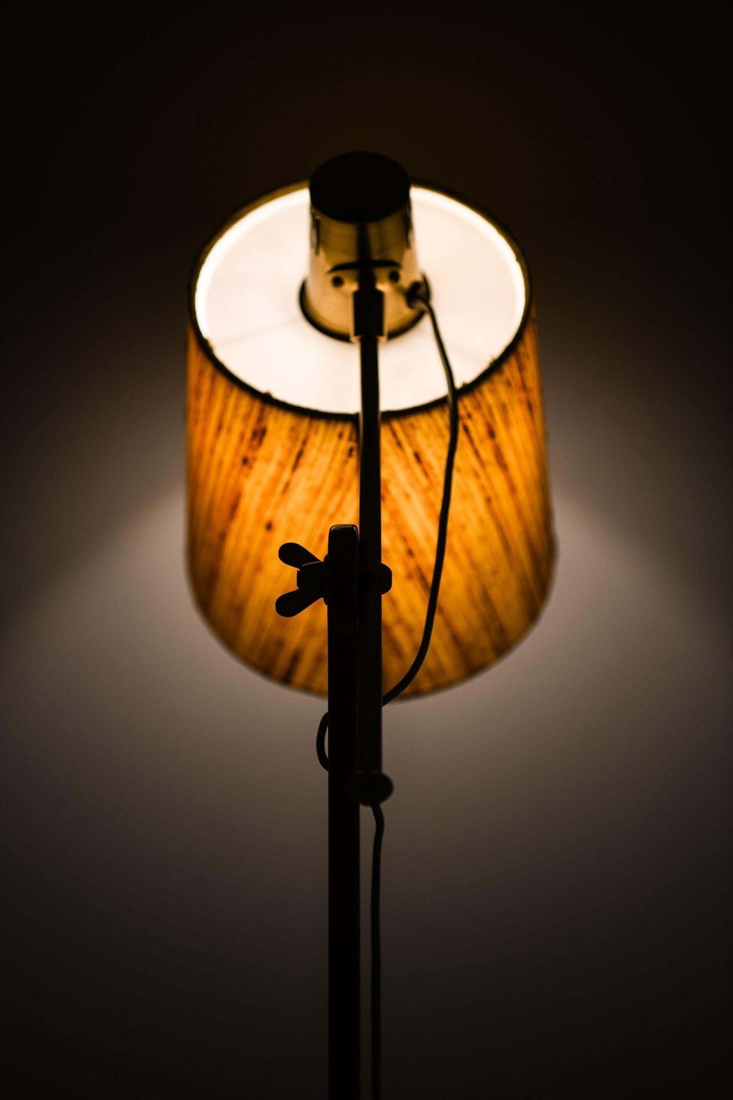 Floor Lamp In Teak, Brass And Original Lamp Shade By Hans Bergström, 1950's photo 9216.0