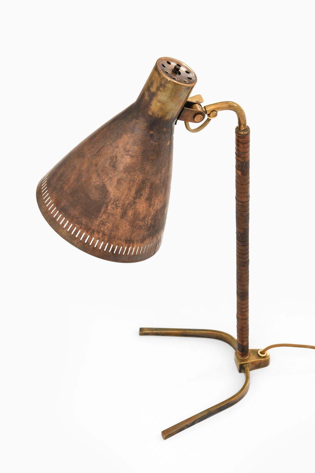 Early Table Lamp In Brass And Leather By Paavo Tynell, 1950's photo furniture