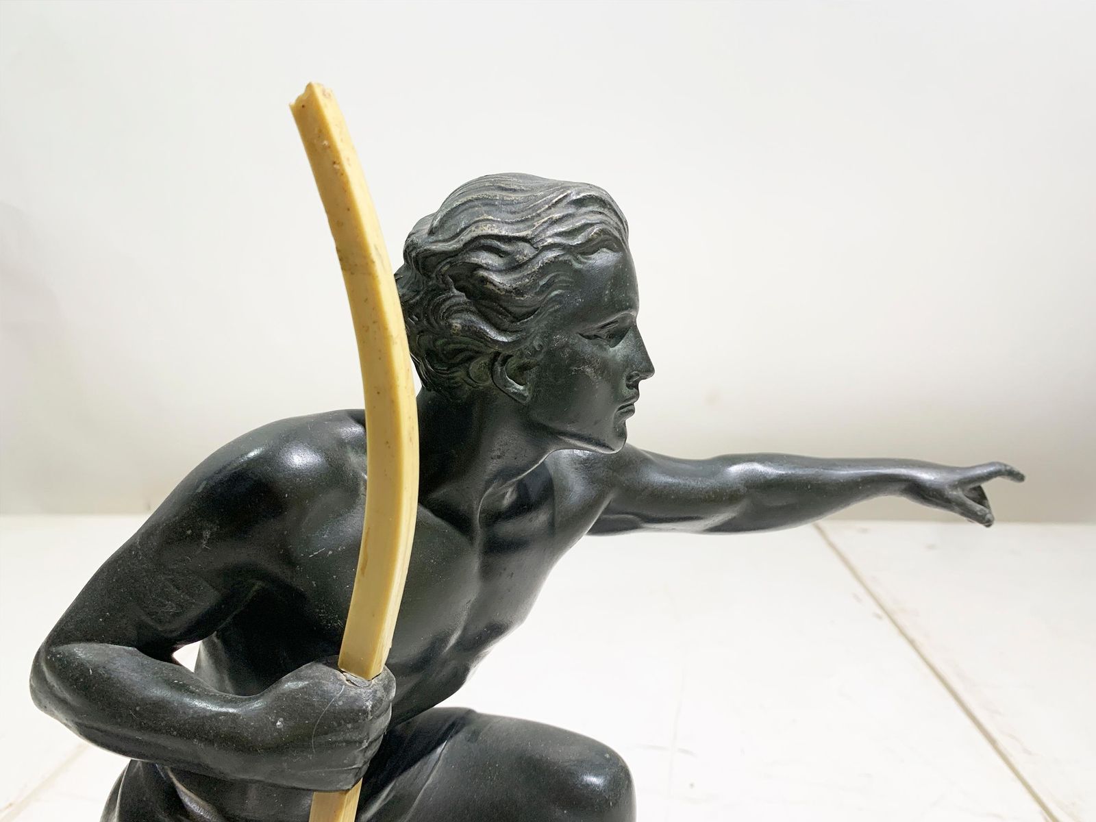 French Art Deco 'Archer' Sculpture On Black Base, Attributed To J. De Roncourt photo buy