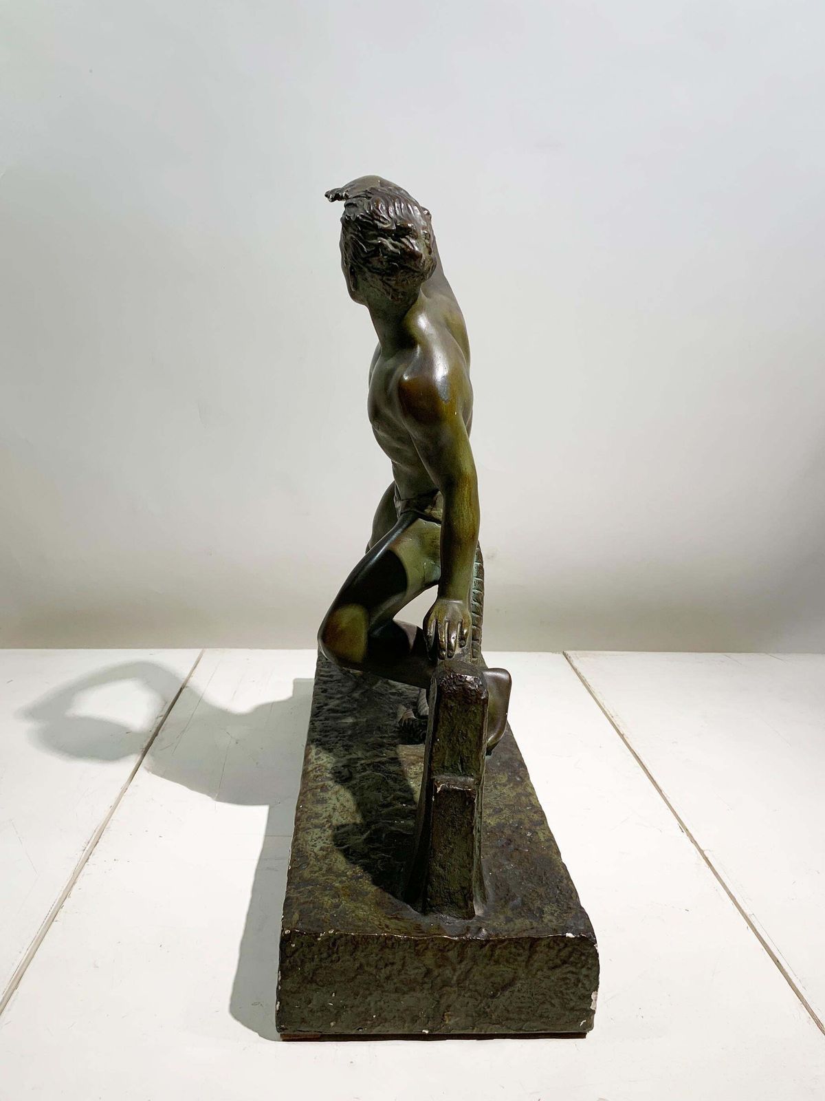 Art Deco Sailor Patinated Bronze Sculpture Signed "Meurice", Circa 1940's photo vinterior