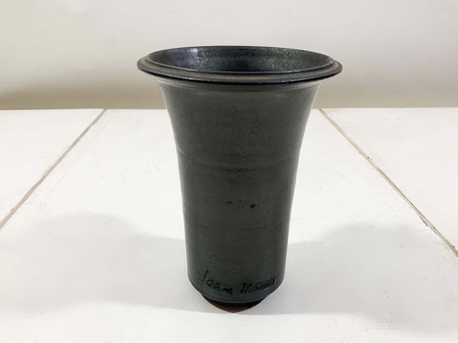 Jean Marais Black Glazed Ceramic Vase, Signed "Jean Marais", France, Circa 1960s photo Home Decor