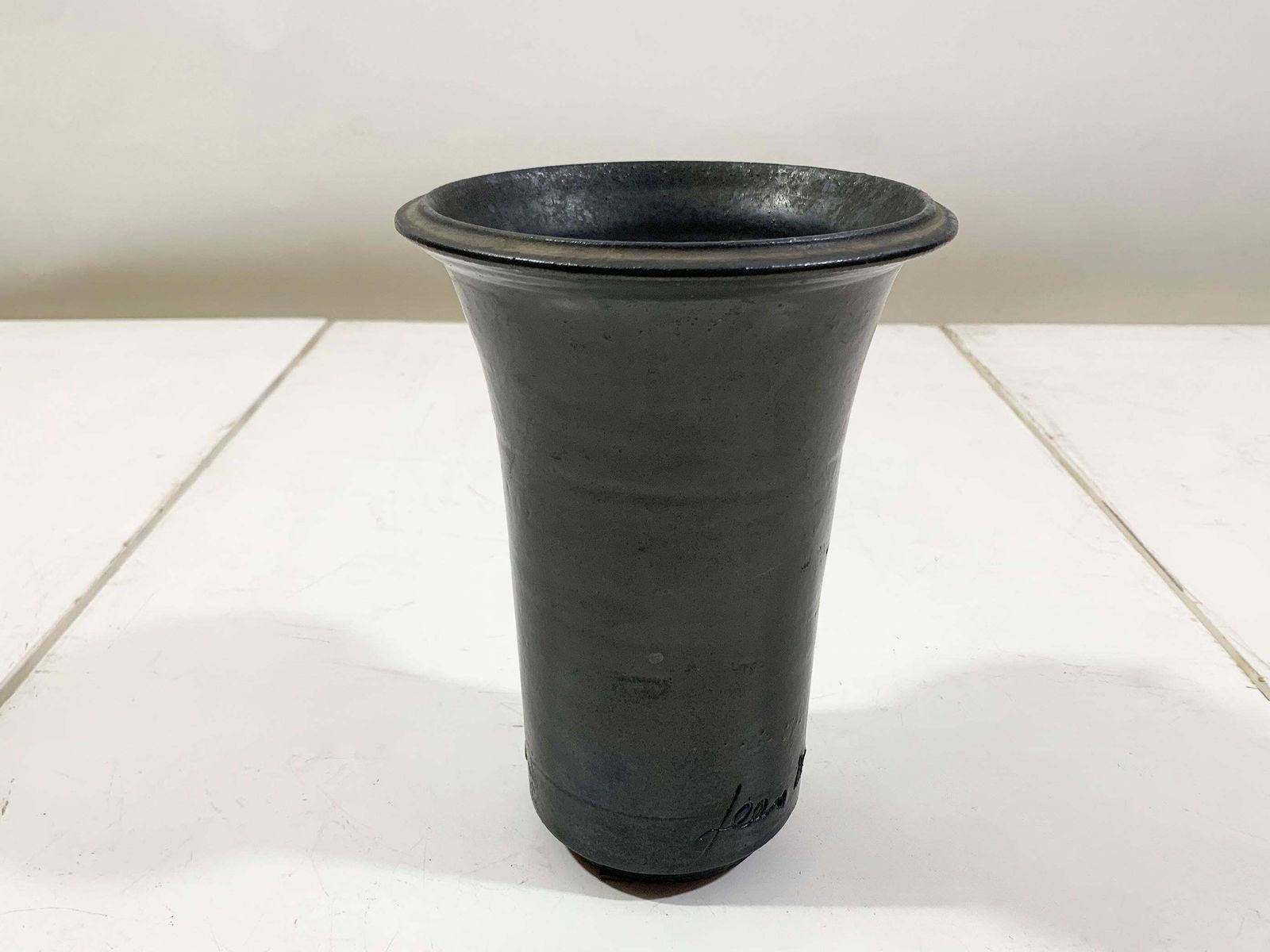 Jean Marais Black Glazed Ceramic Vase, Signed "Jean Marais", France, Circa 1960s photo 737.0