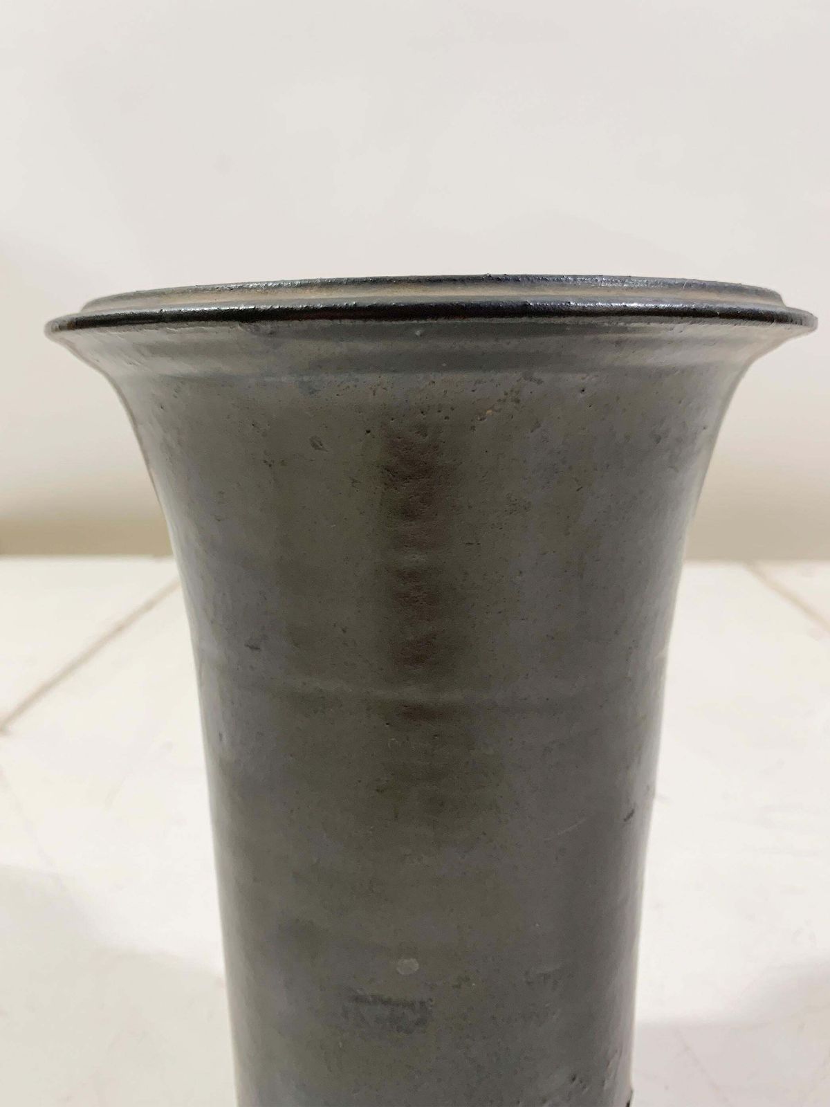 Jean Marais Black Glazed Ceramic Vase, Signed "Jean Marais", France, Circa 1960s photo vintage