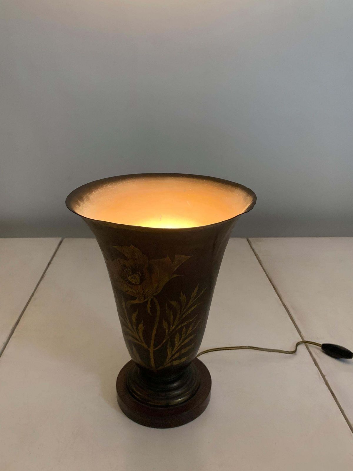 photo for sale Art Deco "Poppy" Table Lamp, Signed "A. Ducobu", France, Circa 1930