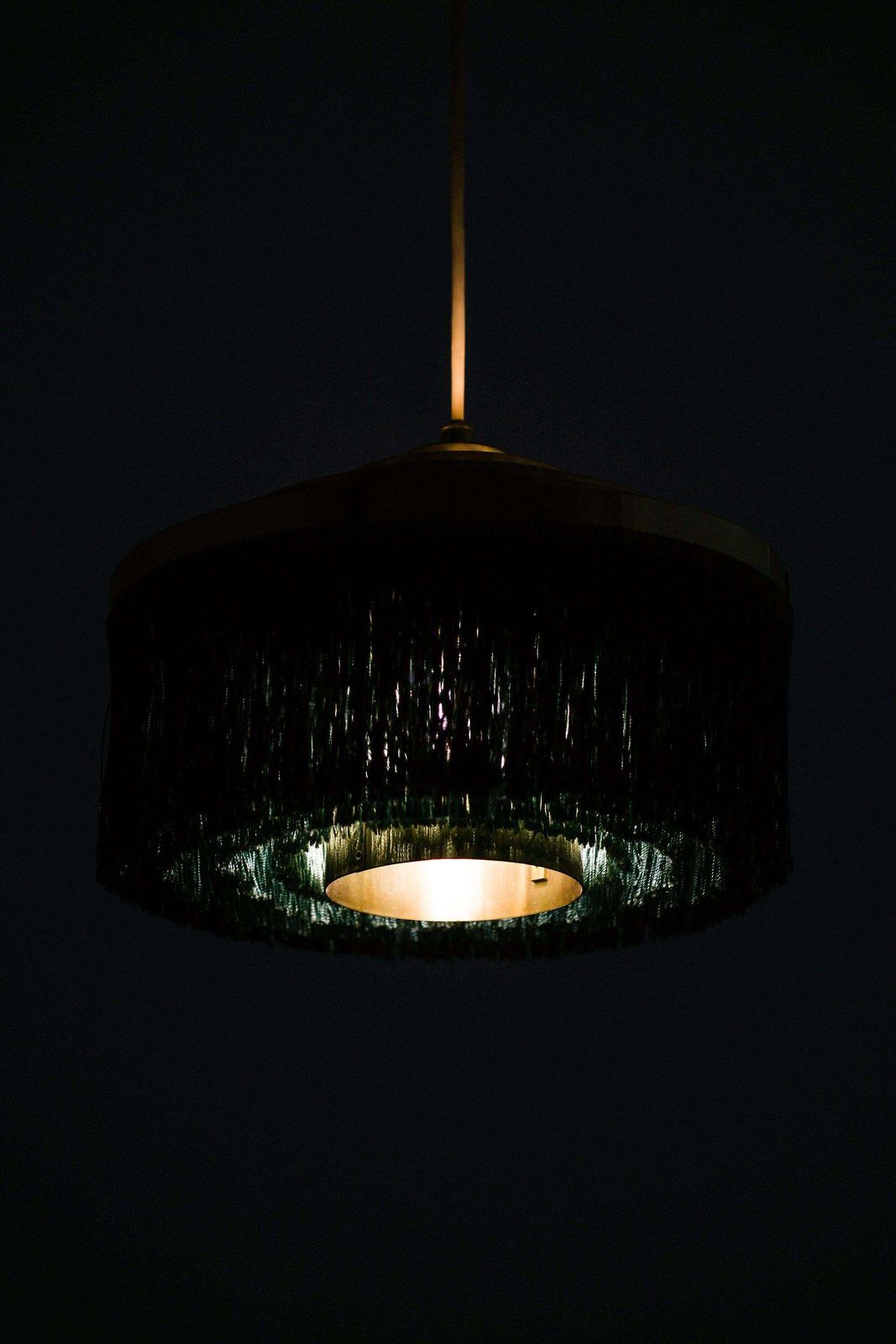 Ceiling Lamp In Brass And Silk Fringes By Hans Agne Jakobsson, 1950's photo for sale