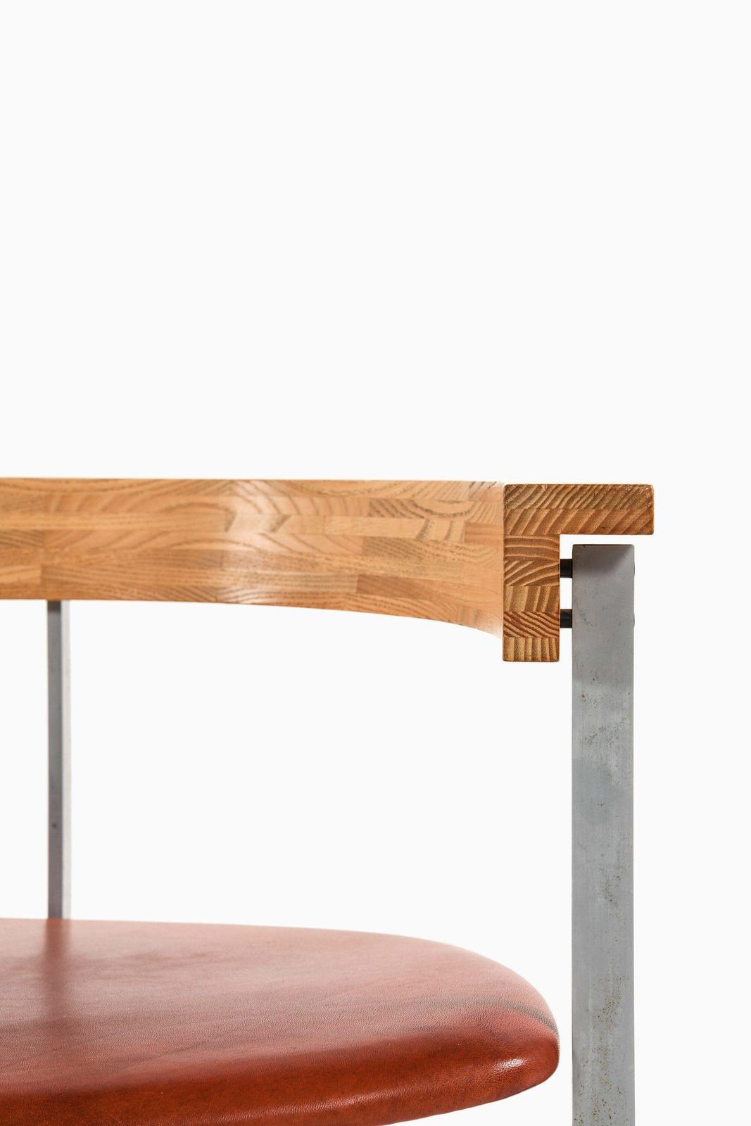 Armchair In Steel, Ash And Original Leather By Poul Kjærholm, 1950's photo vinterior