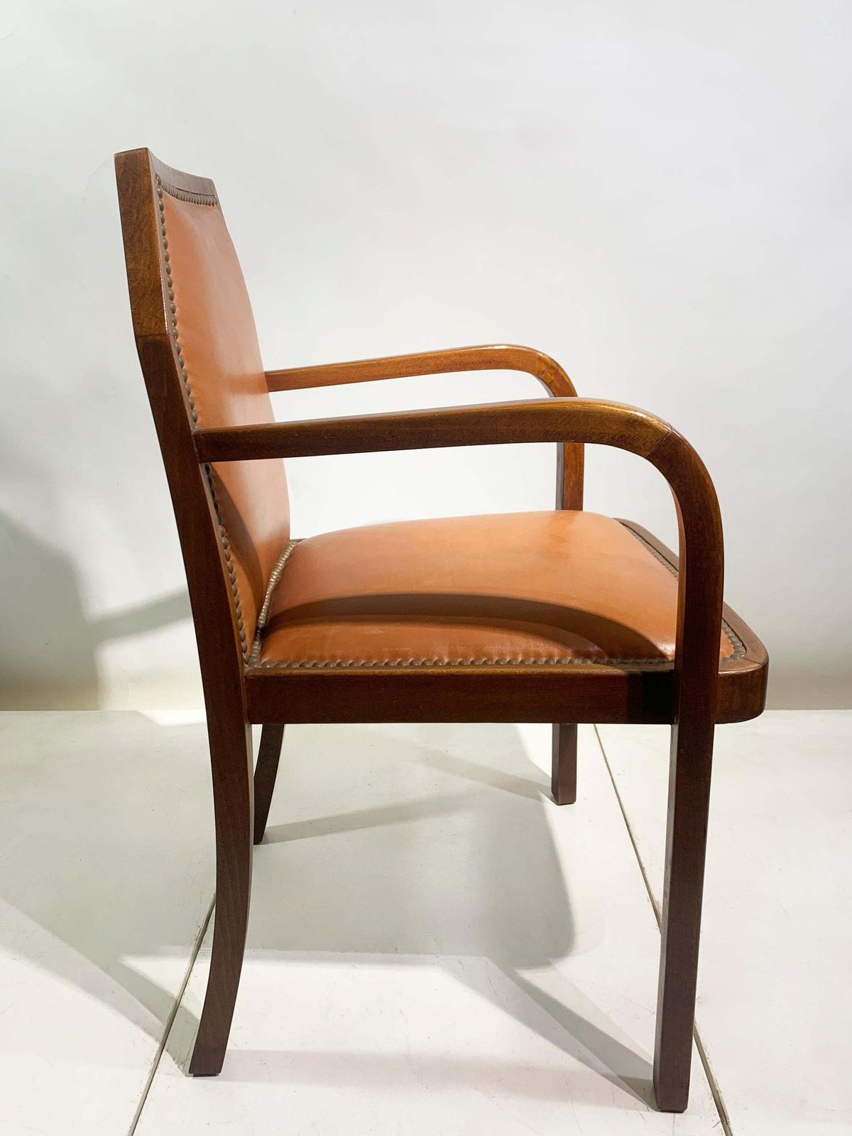 Pair Of Art Deco Bridge/ Armchairs, In Leather,  France, Circa 1930's photo 4510.0
