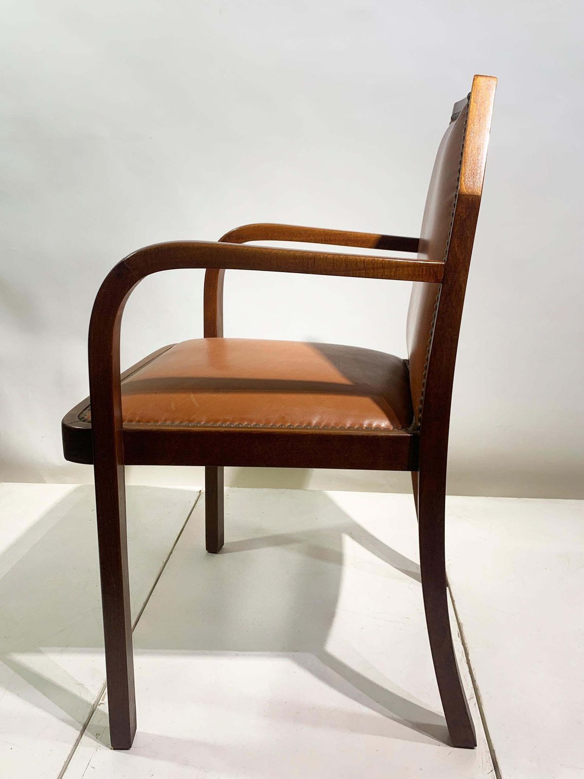 Pair Of Art Deco Bridge/ Armchairs, In Leather,  France, Circa 1930's photo buy