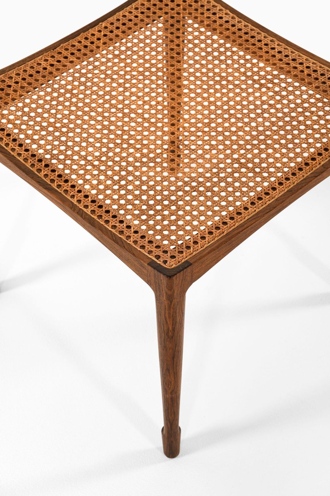 Pair Of Stools In Rosewood And Woven Cane By Bernt Petersen, 1950's photo vinterior