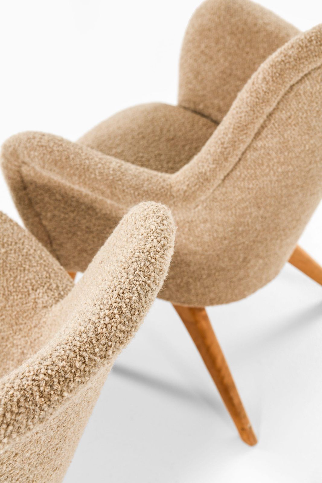 Pair Of Easy Chairs In Birch, Newly Reupholstered In Wool Fabric, 1950's photo 14582.0
