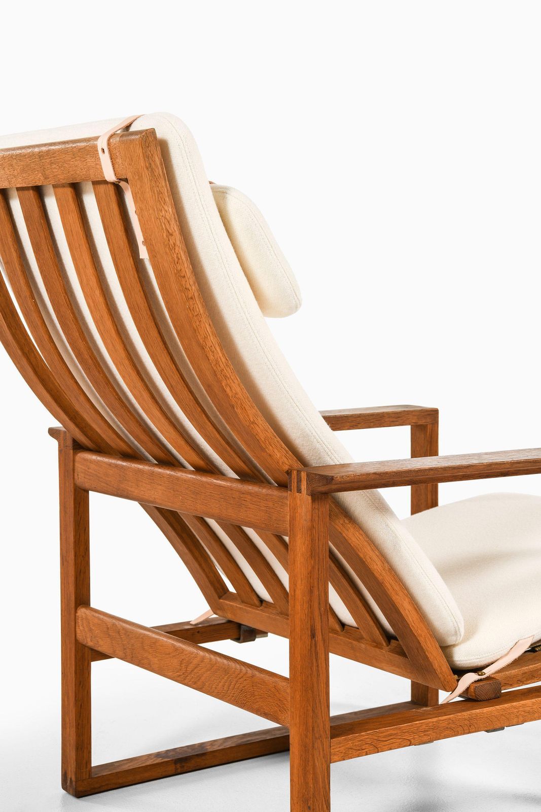 Pair Of Easy Chairs With Stools In Oak And Brass By Børge Mogensen, 1950's photo Furniture