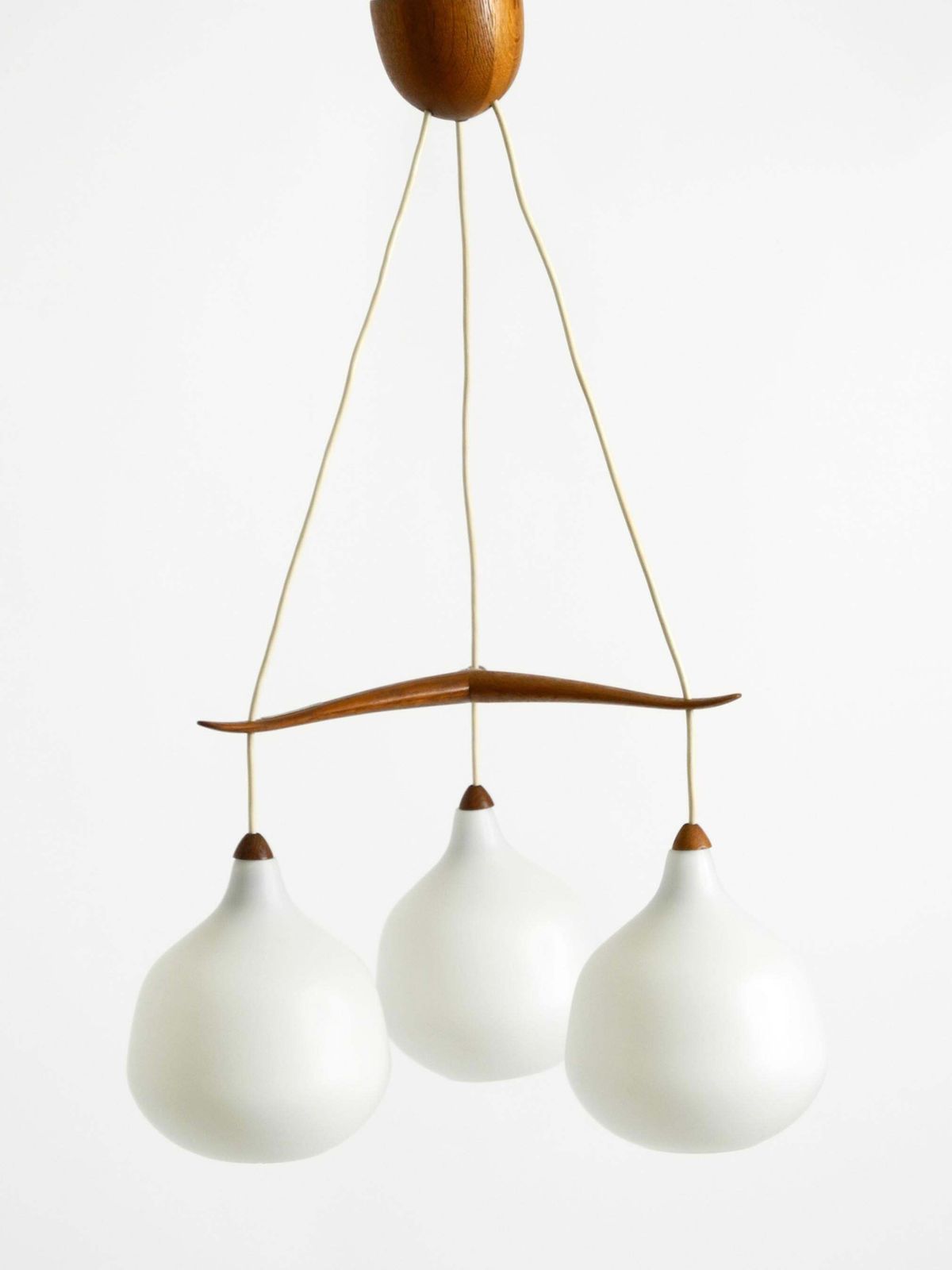 Pendant Lamp With Glass Shades And A Teak Frame By Uno & östen Kristiansson photo for sale