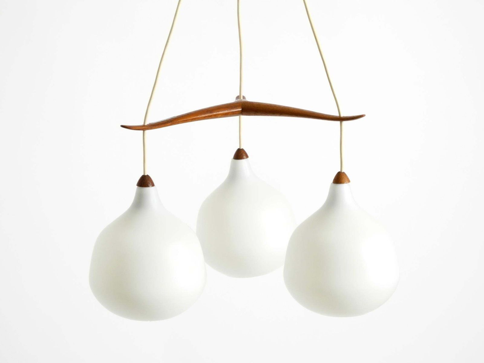 photo for sale Pendant Lamp With Glass Shades And A Teak Frame By Uno & östen Kristiansson