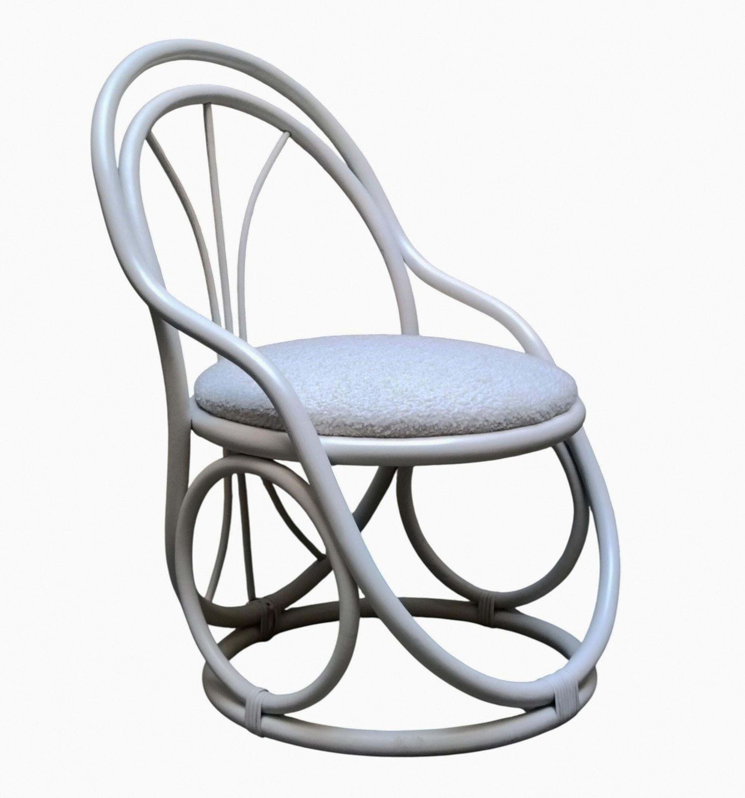 Thonet Attrib. White Curved Wood And Fabric Armchair, Italy 1960s photo furniture