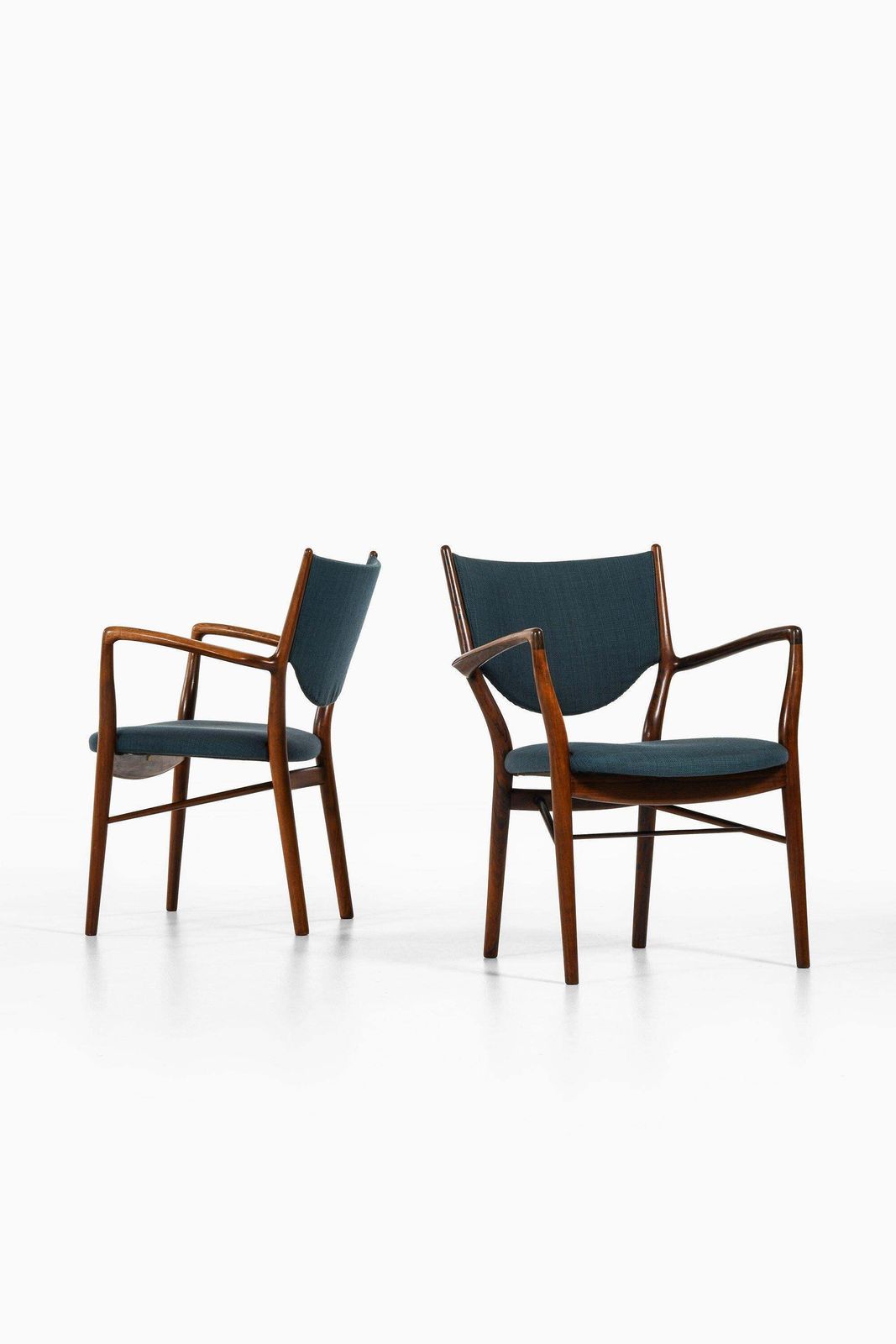 Pair Of Armchairs In Rosewood And Original Fabric By Finn Juhl, 1946 photo for sale