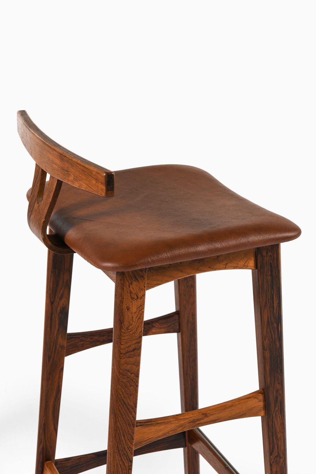 Set Of 6 Bar Stools In Rosewood And Leather By Knud Bent, 1960's photo Furniture