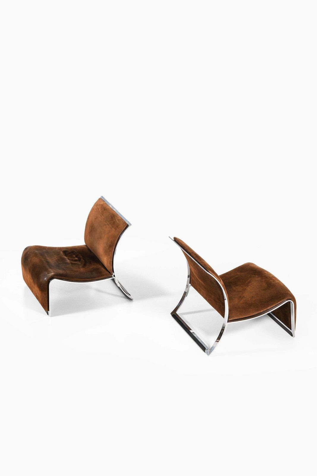 Pair Of Easy Chairs In Chromed Steel And Suede By Introini Vittorio, 1965 photo furniture